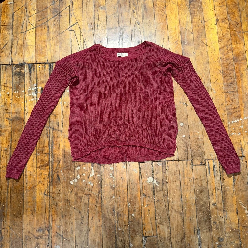 Hollister Sweater Women's XS Red Knit Slim Fit Long‎ Sleeve Round Neck Pullover